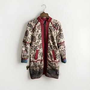 Free People Belario Reversible Jacket Coat Chambray Denim Abstract S-M No Tag